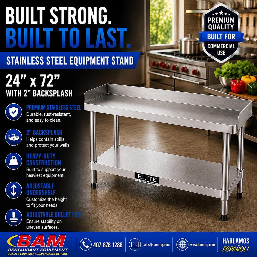24"x 72" Stainless Steel Equipment Stand with Galvanized Undershelf
