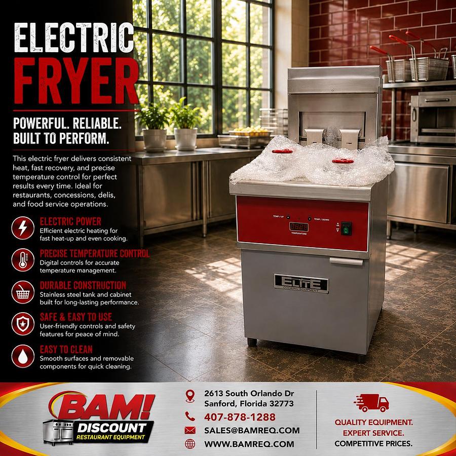 Elite Commercial Electric Deep Fryer – Digital Controls – 1 Phase or 3 Phase