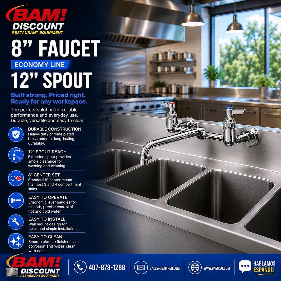 8" Faucet 12" Spout