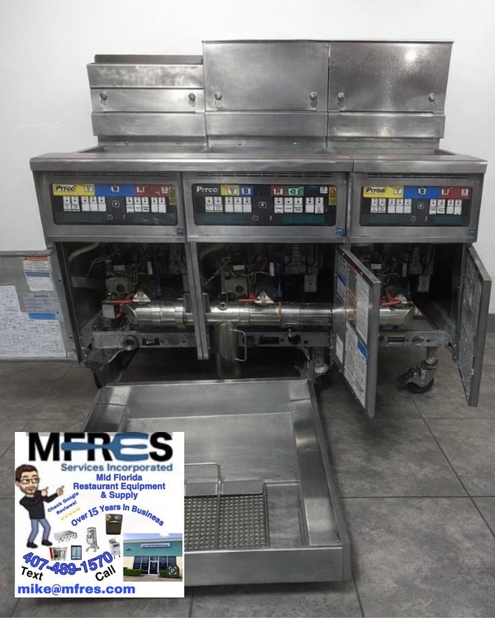Used Pitco (3) 50 lb Vats, Model SG14,Nat Gas, GREAT WORKING SHAPE!