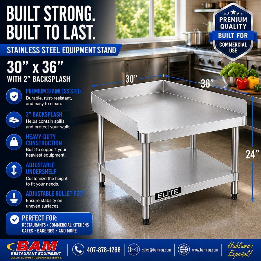 30"x 36" Stainless Steel Equipment Stand with Galvanized Undershelf