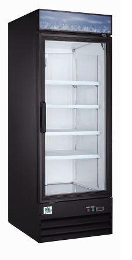 Elite Black Swing Glass Door Merchandiser Refrigerator with LED Lighting 23Cu. Ft.