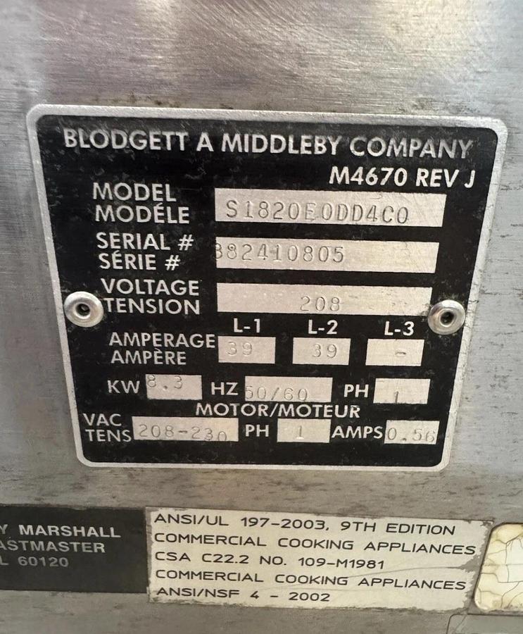 Used BLODGETT Electric Double Stack Conveyor Oven 208v 1 Phase 18” Belt NICE WORKING!
