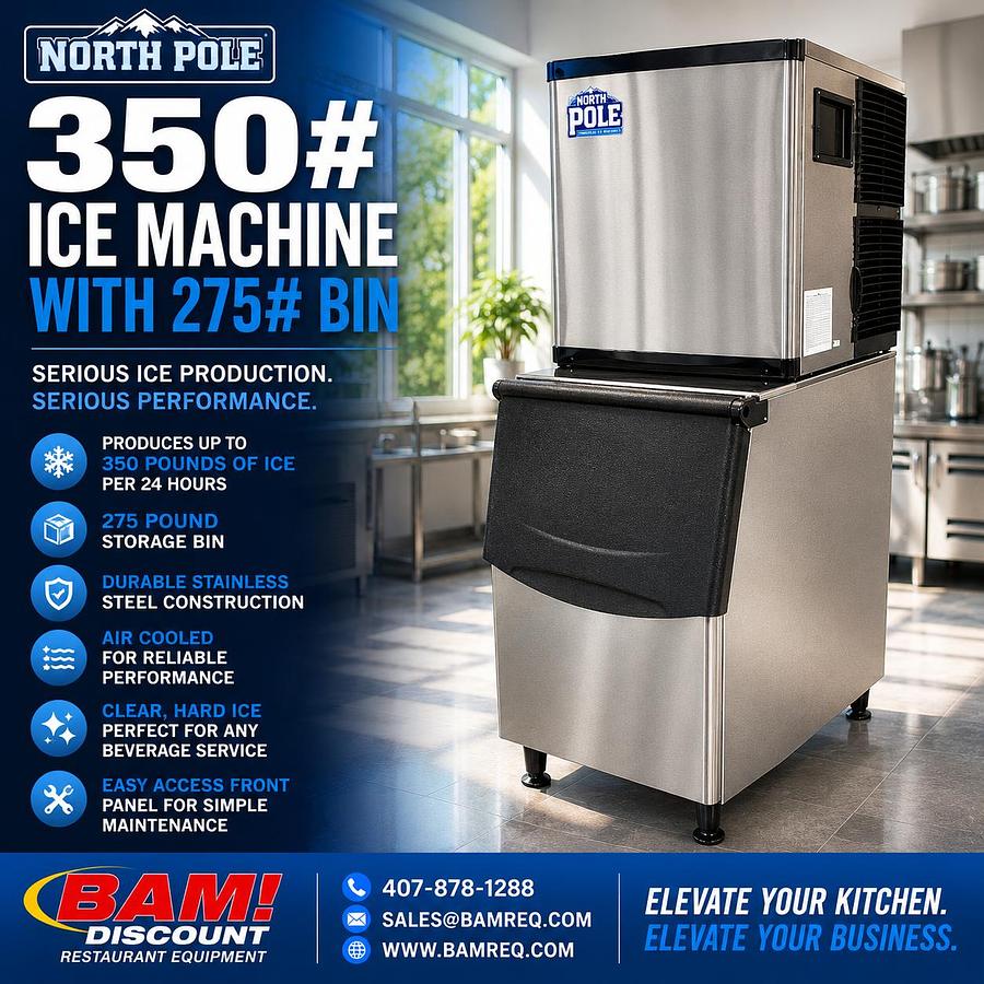 North Pole 350# Ice Machine with 275# Bin