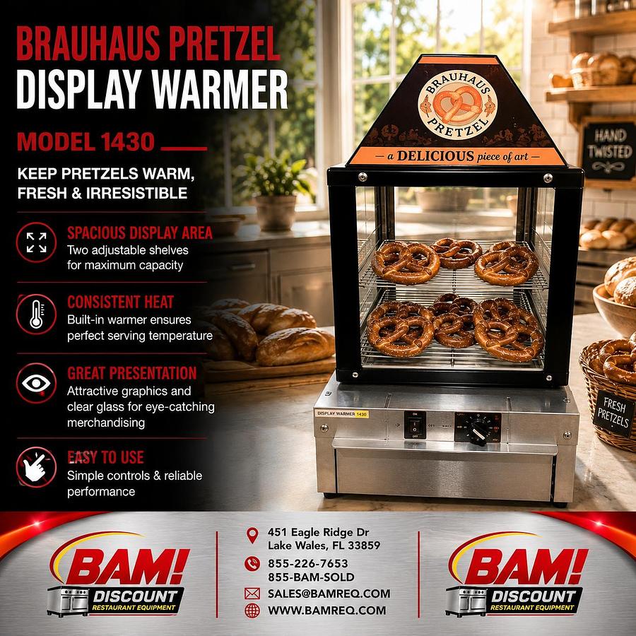 Brauhaus Pretzel Heated Display Warmer – Countertop Merchandiser