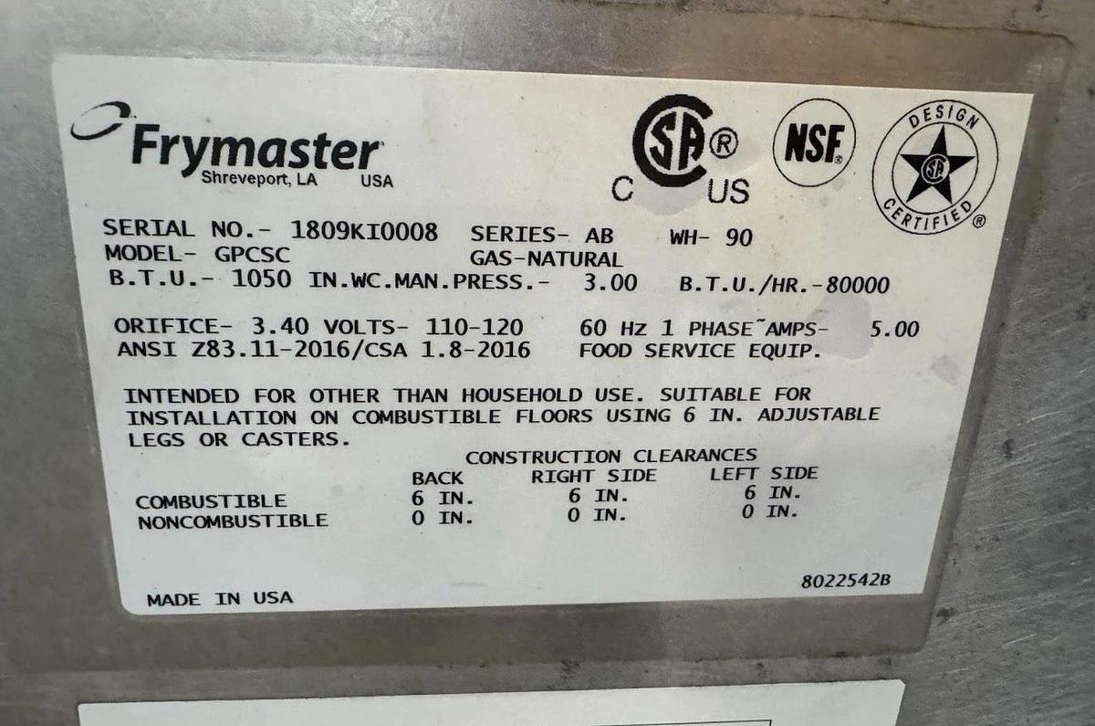 Used 2018 Frymaster High-Performance Gas Commercial Pasta Cooker Nice Working Shape!