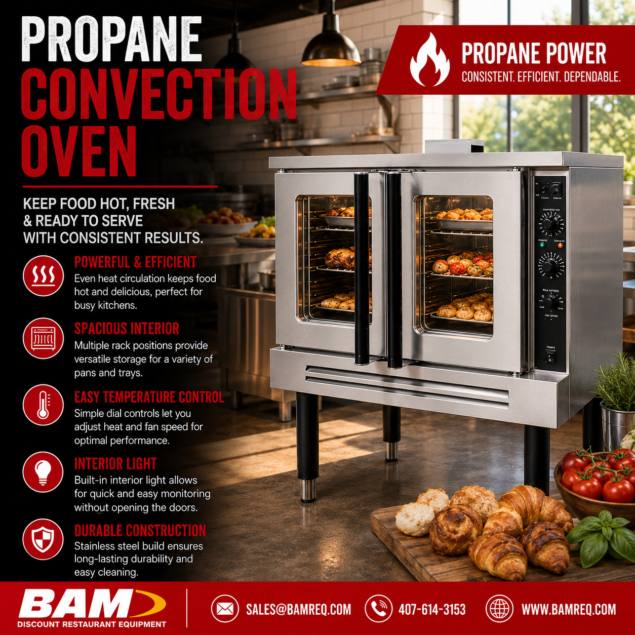 Full-Size Propane Convection Oven On Legs
