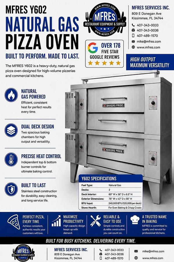 Refurbished BAKERS PRIDE Y602 DOUBLE DECK GAS PIZZA OVEN W/BRICKS NICE WORKING SHAPE!
