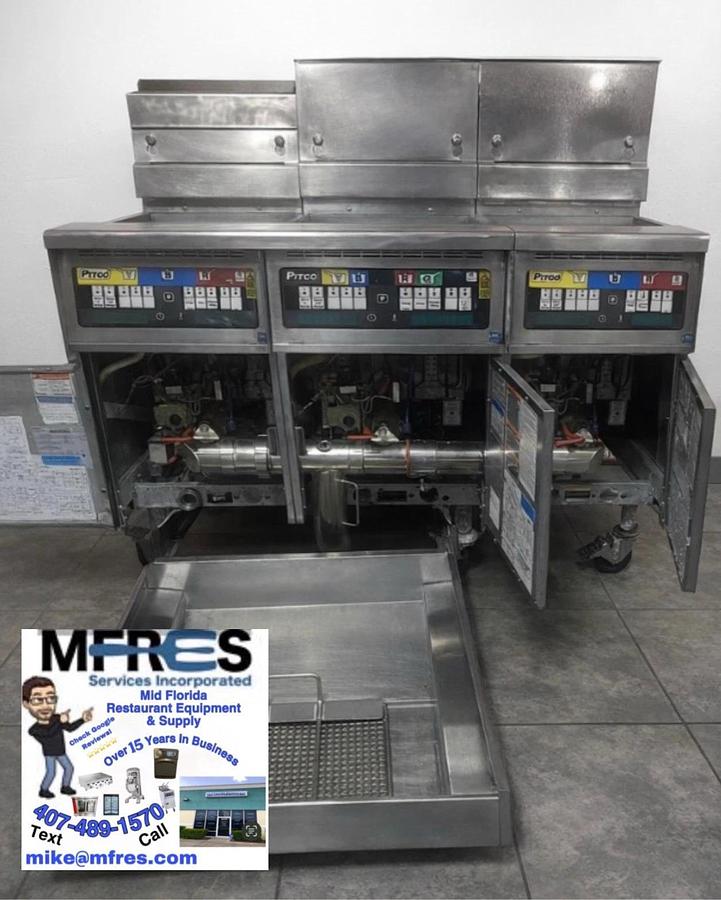 Used Pitco (3) 50 lb Vats, Model SG14,Nat Gas, GREAT WORKING SHAPE!