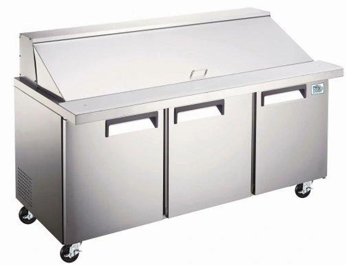 Elite Stainless Steel 3 Door Mega Top Sandwich Prep Table on Castors