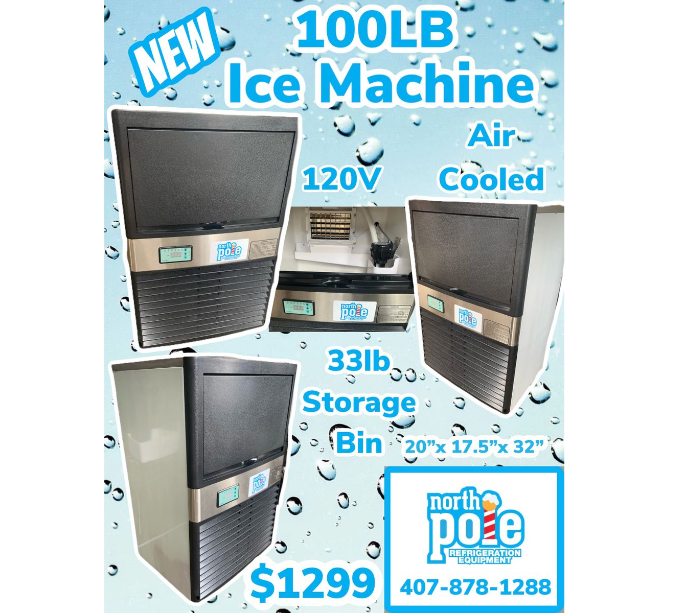 Elite Ice Machine 100lbs/24h with 33lbs Storage