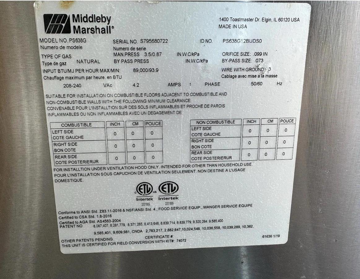 Refurbished 2022 Middleby Marshall PS638G-1 65" Gas Impingement Conveyor Oven - Natural Gas
