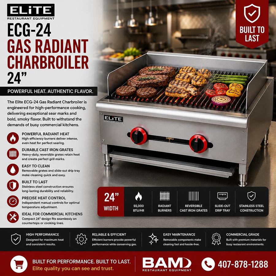 ELITE ECG-24 Gas Radiant Charbroiler | 24"