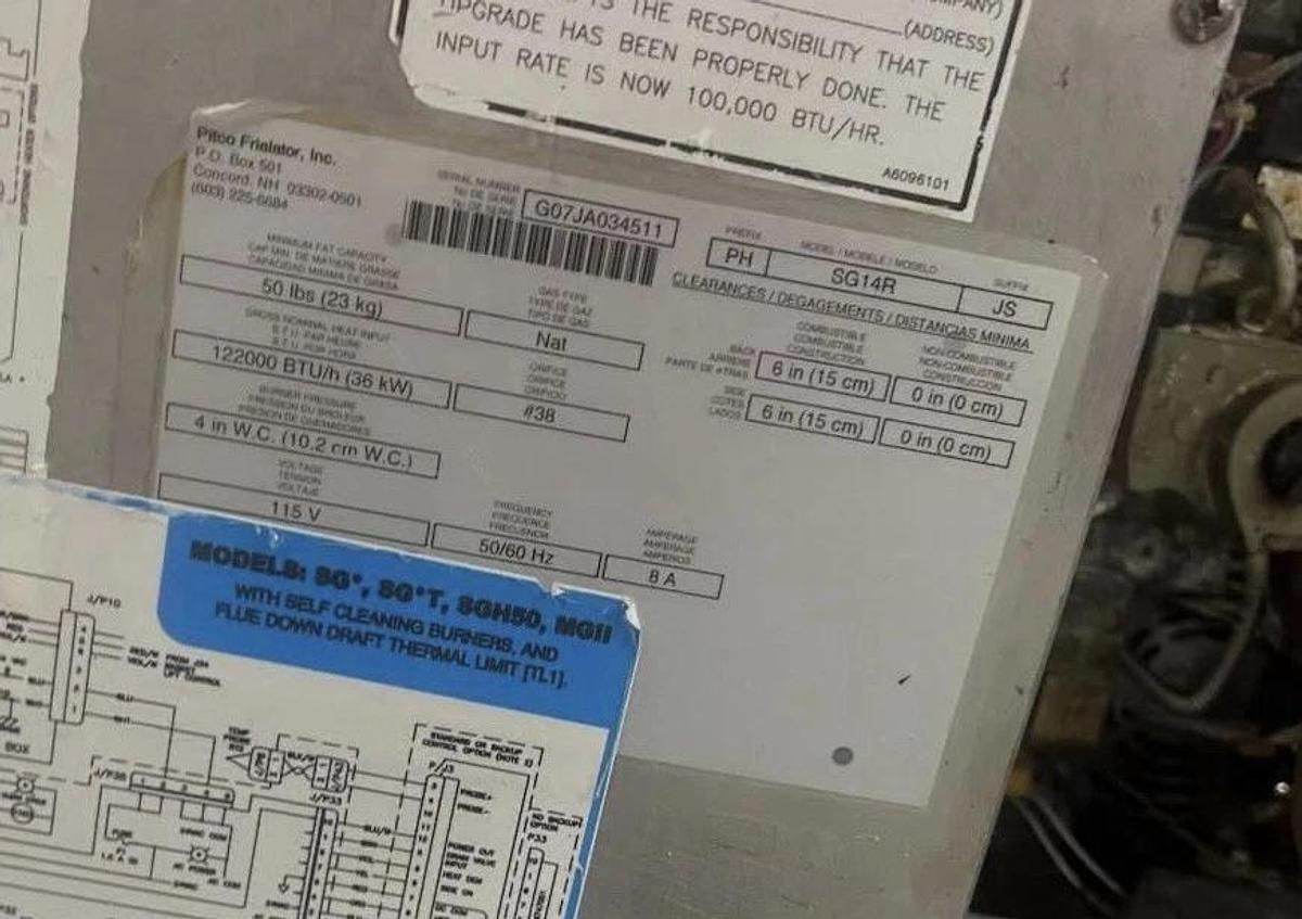 Used Pitco (3) 50 lb Vats, Model SG14,Nat Gas, GREAT WORKING SHAPE!