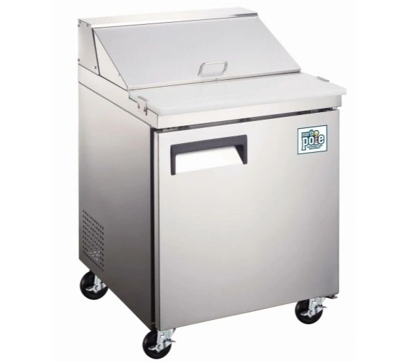 Elite Stainless Steel 27" Single Door Sandwich Prep Table on Castors