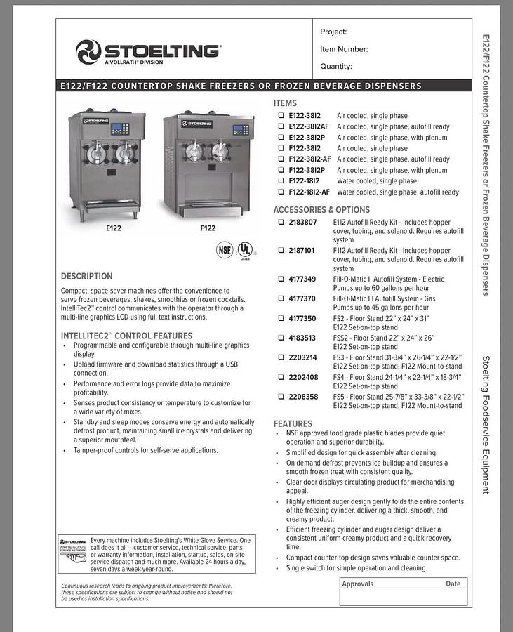 Used 2024 STOELTING E122-38I2P Frozen Beverage/Shake Machine 208-240V GREAT SHAPE!