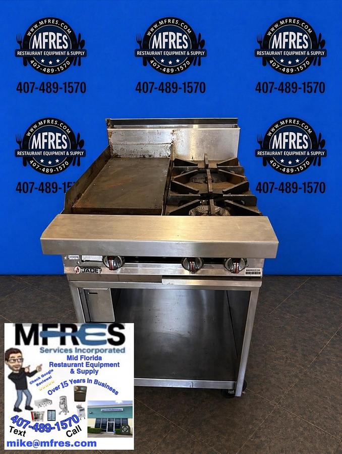 Used 2025 Jade Range Heavy Duty 24" 2 Burner Hot Plate and 12" Griddle Nat Gas Nice!