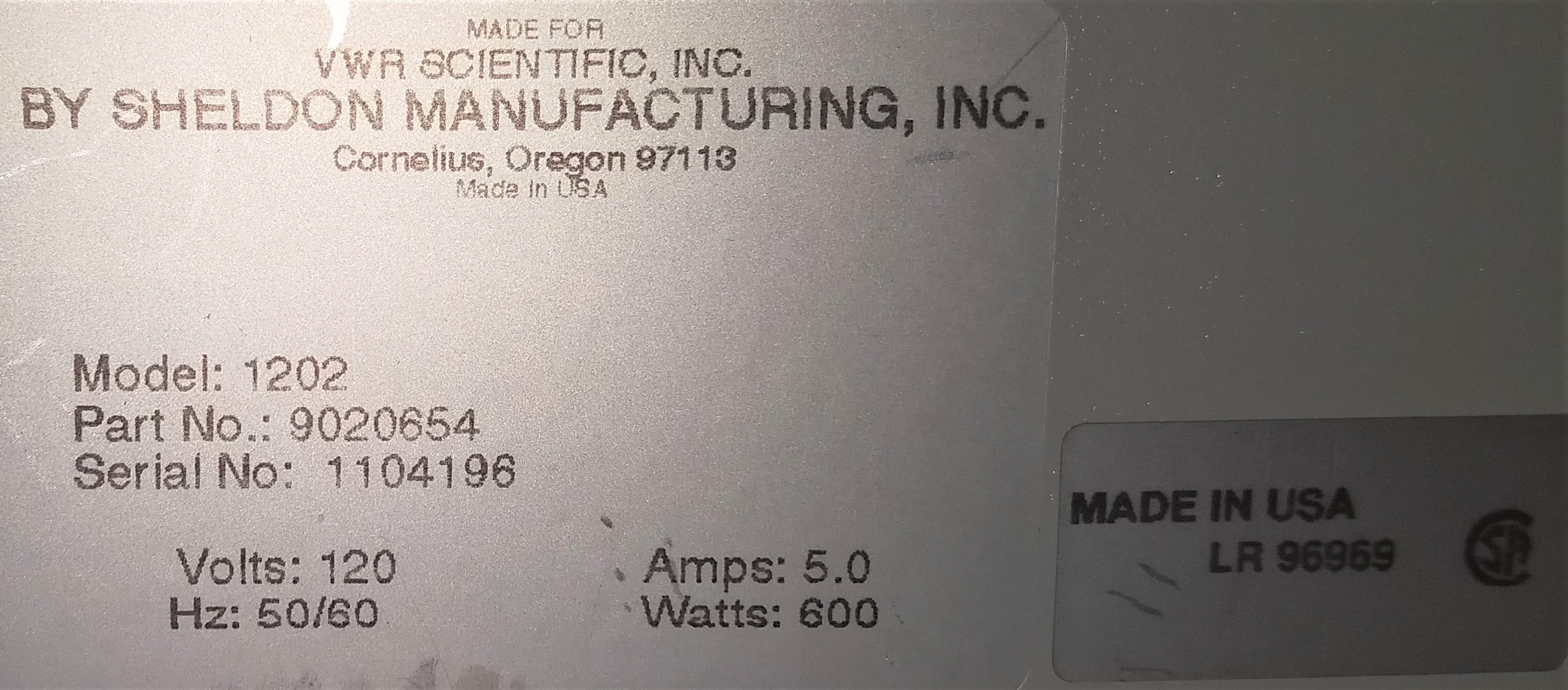 Used VWR (Shel-Lab) 1202 Water Bath - 2L