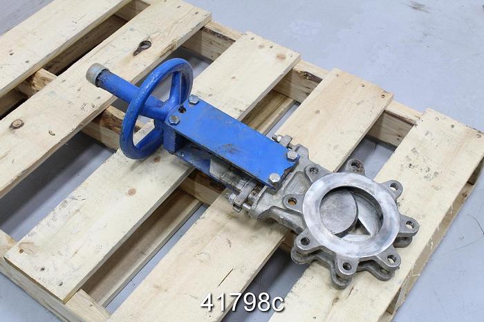 Used Orbinox 4"  V-Port Hand Operated Knife Gate Valve #41798