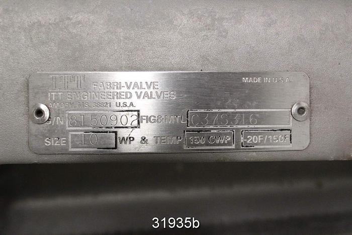 Used Fabri 8150902 10" Hand Operated Knife Gate Valve #31935