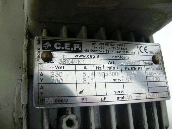 Used C.E.P. 3SX4 N1 Blower 140-160 m3/hr 230V/400V  Art: 3YX80B2