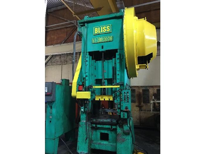 200 ton Bliss 30"x36" Used Stamping Press