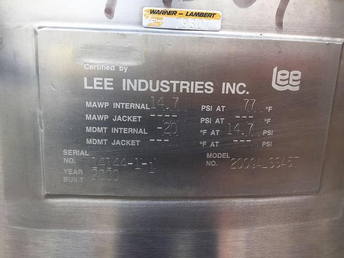 Used 200 GALLON LEE SINGLE MOTION VACUUM KETTLE - RECONDITIONED WITH WARRANTY (#9492)