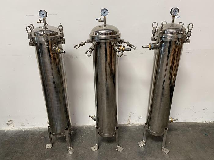 Used Stainless Steel 38" x 10" (3) Stage Sock Filters