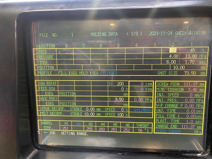 Used 1997 Meiki M-50C- DM Injection Moulding Machine