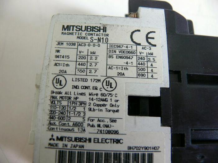 Used Lot of 5 - Mitsubishi S-N10 Magnetic Contactors