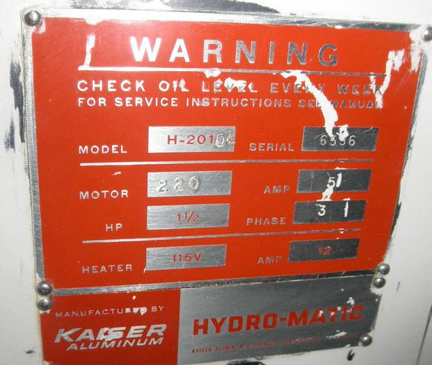 Used Press, Pie, 12", Hydro-Matic, Mdl H-201DL,Press, Pie, 12", Hydro-Matic, Mdl H-201DL, #S739698