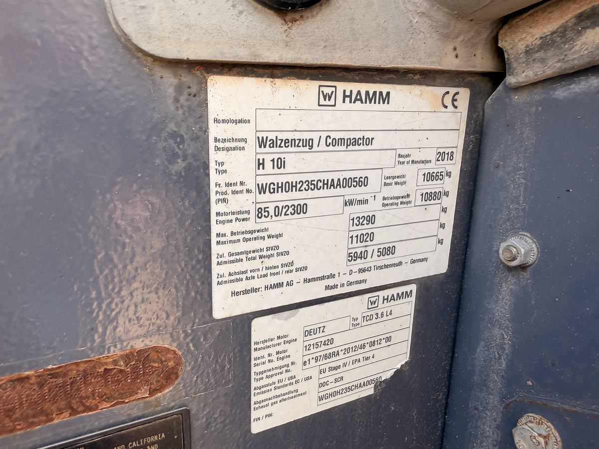 Used 2018 Hamm Smooth Drum Roller