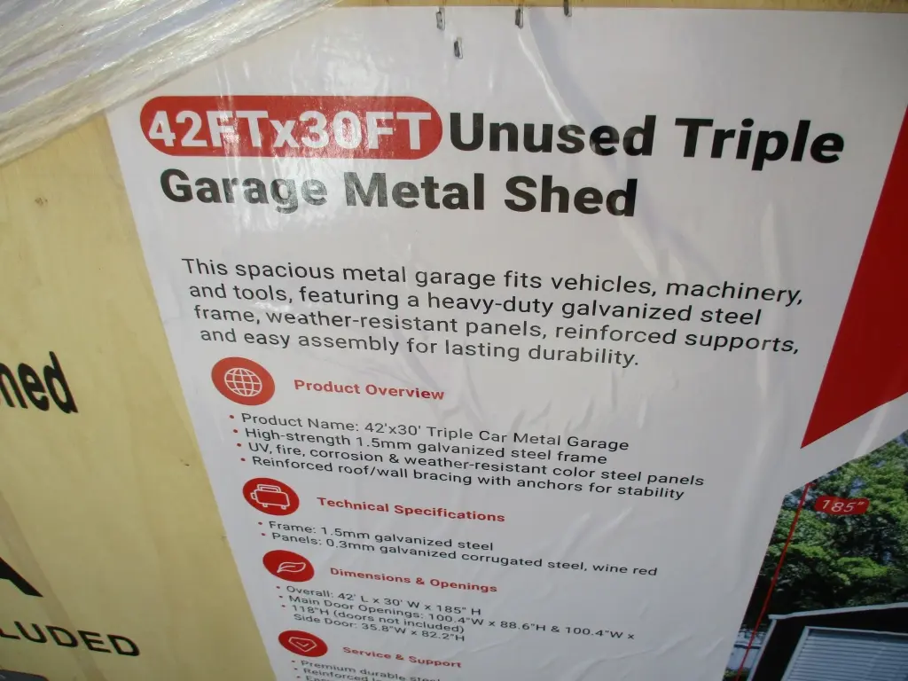 42' x 30' Triple Garage Metal Shed