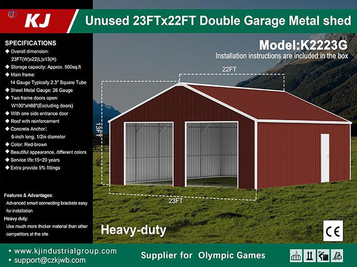 23'x22' Double Garage Metal Shed