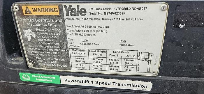 Used 2016 Yale Forklift 50LX