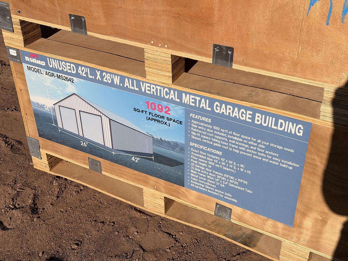 Used 42'x 26' Metal Garage Building—Ivory+Brown