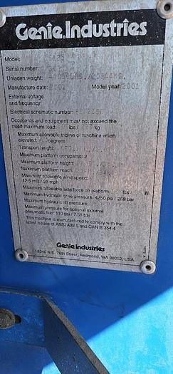 Used 2001 Genie S- 125 Boom Lift