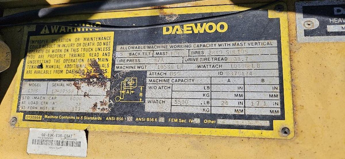 Used Daewoo G300S Indoor and Outdoor Forklift