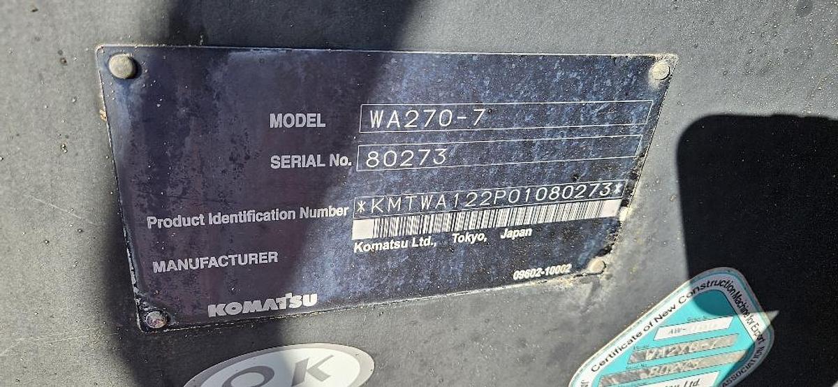 Used 2014 Komatsu WA270-7 Loader | HVAC, Stereo, Ride Control