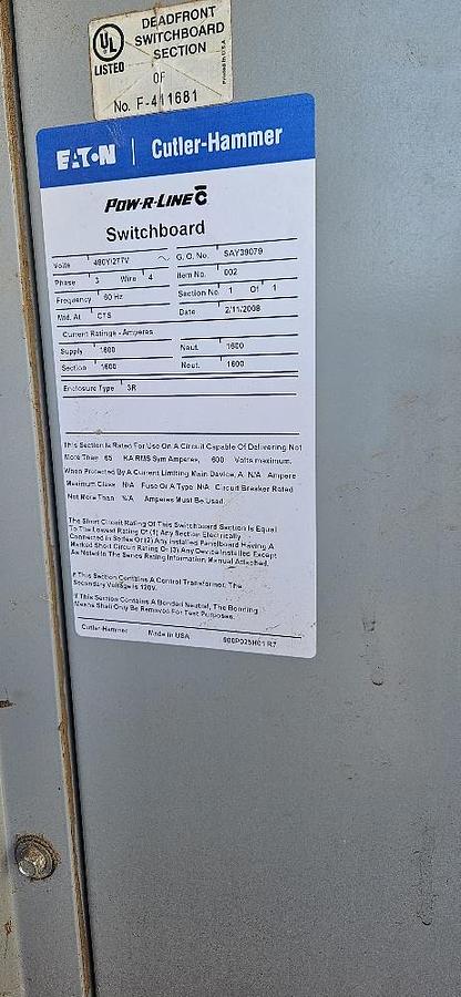 Used 600 Volt Switch Bored Cabinet