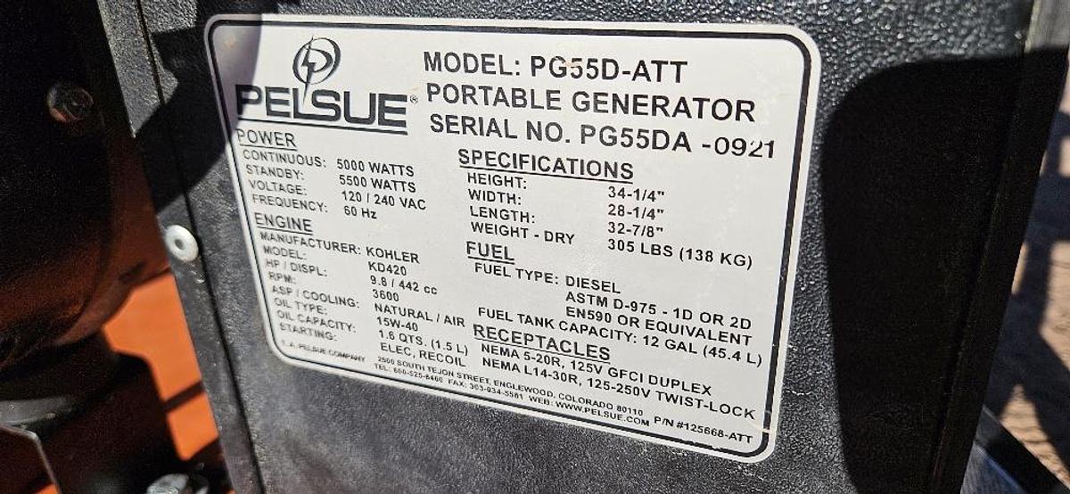Used Koler 5500 Watt Generator