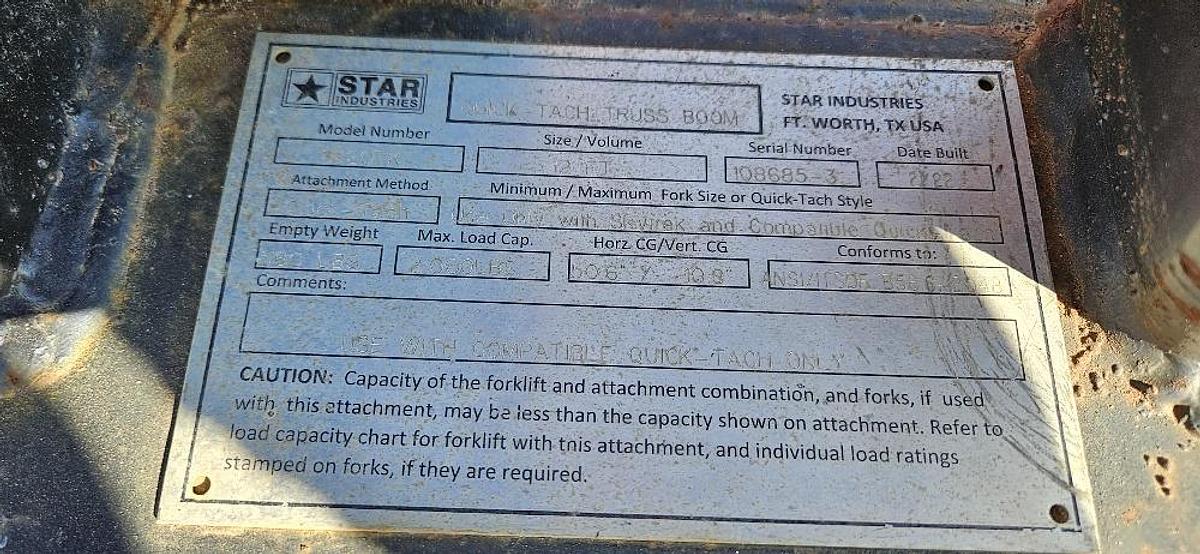 Used 12' Telehandler Jib