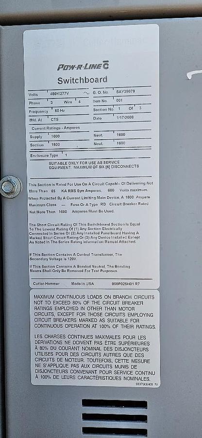 Used 1600 AMP Braker