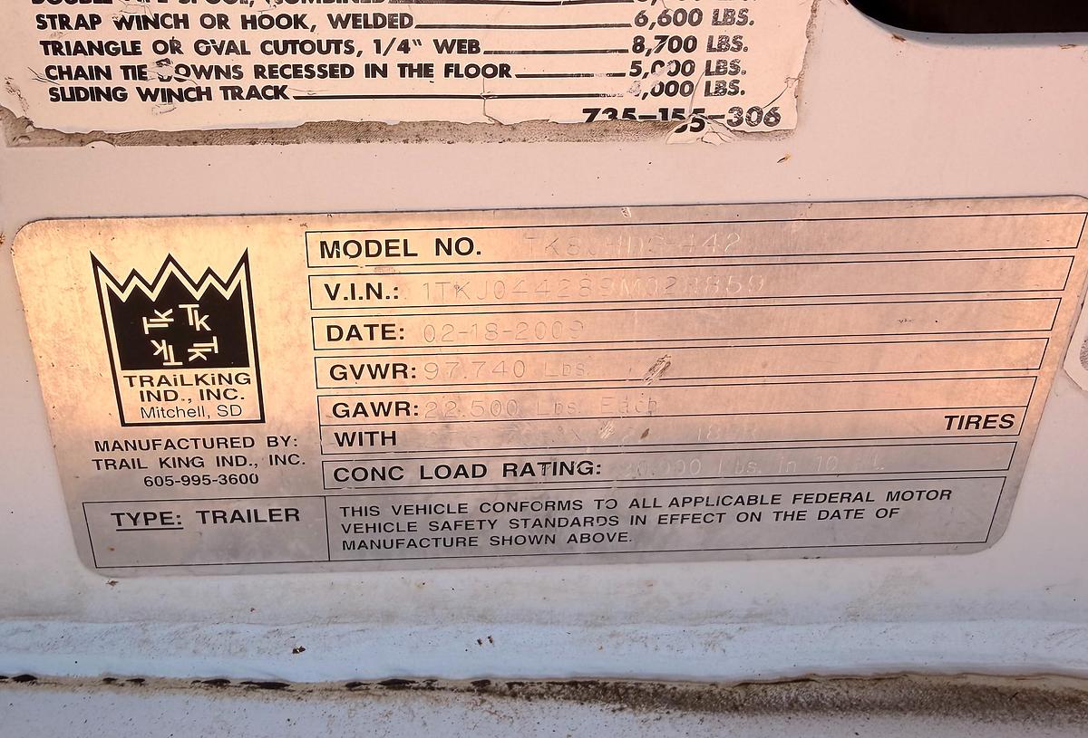 Used 2009 Trail King Lowboy Equipment Trailer