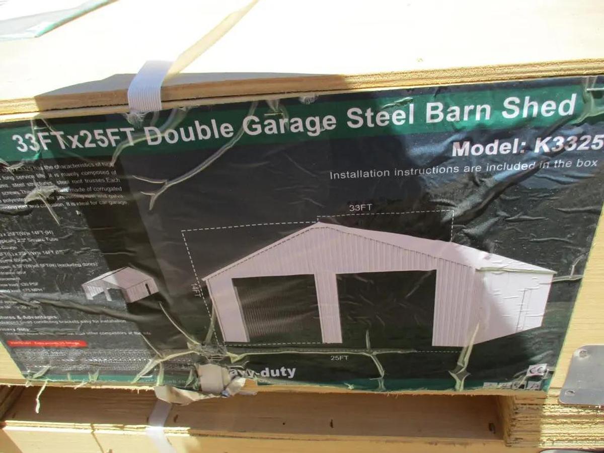 33' x 25' Double Garage Steel Shed