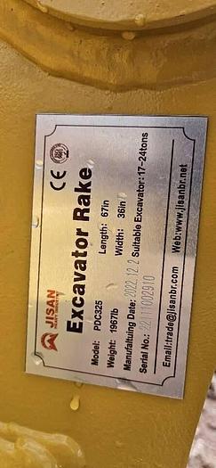 Used 65" Excavator Rake