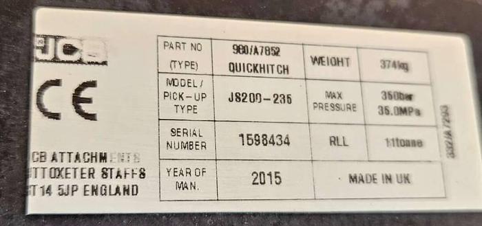 Used JCB Quick Coupler :Misc. Excavator Attachment