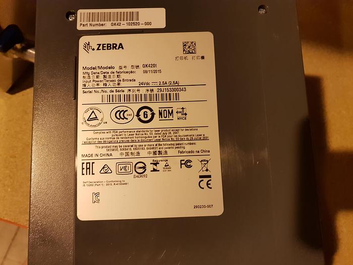 Used Zebra GK420t Label Printer