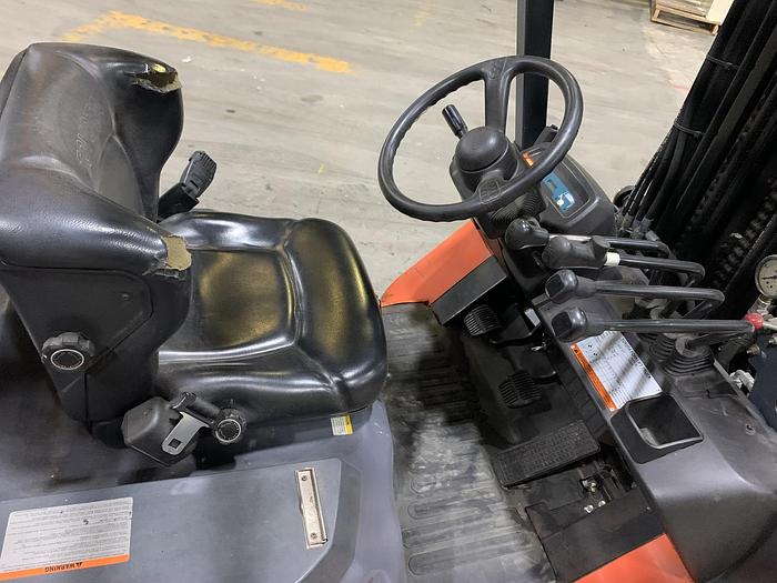 Used 8,000 POUND TOYOTA FORKLIFT MODEL 7FGCU35 WITH 63" CASCADE PAPER CLAMP