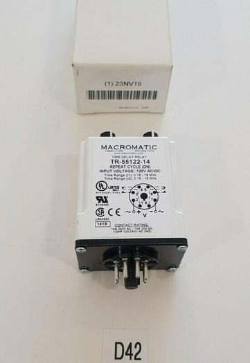 *NEW IN BOX* MACROMATIC TR-55122-14 Time Delay Relay 120VAC/DC 10A DPDT WARRANTY